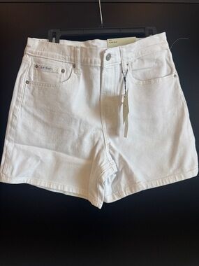 Calvin Klein White Denim High-Rise Shorts